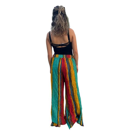 Cider Bohomian Style Striped Wide Leg Pants Womens XL (Fits Small/Med) - Picture 4 of 9